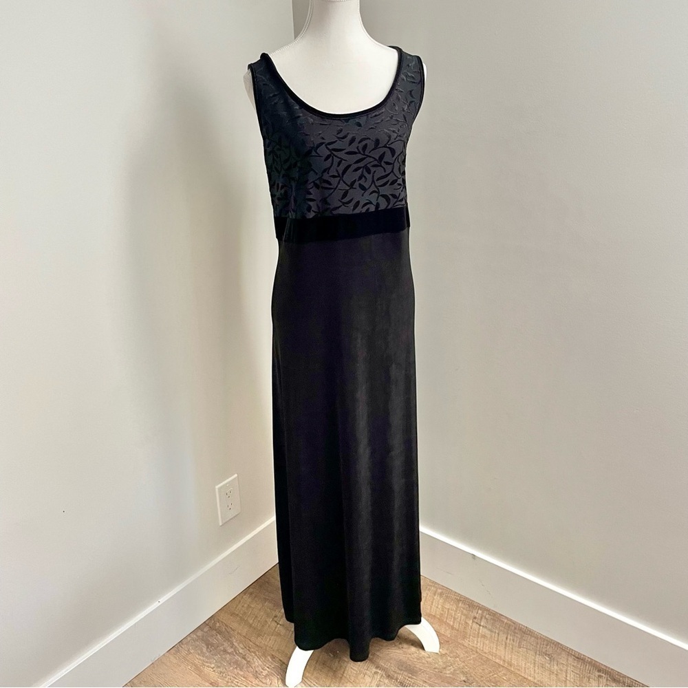 Vintage 90's Michel Antoni Velvet Burnout Sleeveless Maxi Sheath Dress Size 18